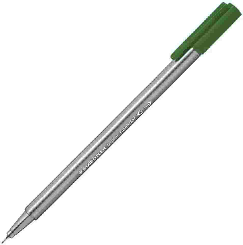 STAEDTLER Caneta Ponta Fina Triplus Fineliner 0.3mm 1 Unidade Verde Terra - 334-55 - Corpo Ergonômico Triangular – Ideal para Escrita e Bullet Journal