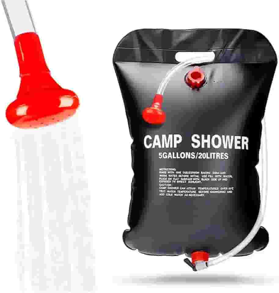 Chuveiro Solar Portátil 20L para Camping e Praia – Aquecimento Natural, PVC Durável, Mangueira e Torneira Inclusas para Banho Outdoor
