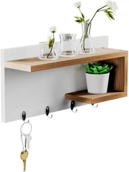 Porta Chaves Nero Organizador Decoração Casa Branco e Freijó