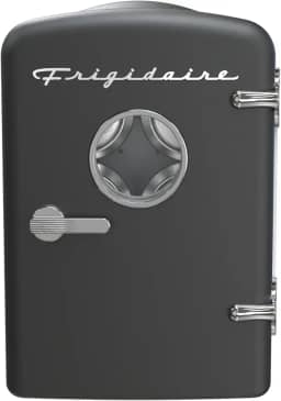 Frigidaire EFMIS171-BLACK 6 + 1 mini geladeira/refrigerador pessoal retrô para casa, escritório ou dormitório com suporte de lata de resfriamento ativo na parte superior, preto, padrão
