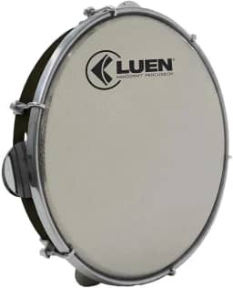 Pandeiro 10' Abs Preto 6 Afin Plat Inx Ferragem Cromada Holog Prata