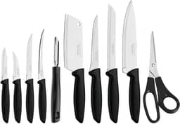 Jogo de Facas Tramontina Plenus com Lâminas em Aço Inox e Cabos de Polipropileno Preto 10 Peças