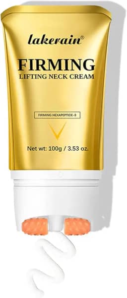 Creme firmador para pescoço com rolo, creme de pescoço que levanta o pescoço contém hexapeptídeo, loções de aperto hidratantes, reparos cosméticos para cuidados com a pele
