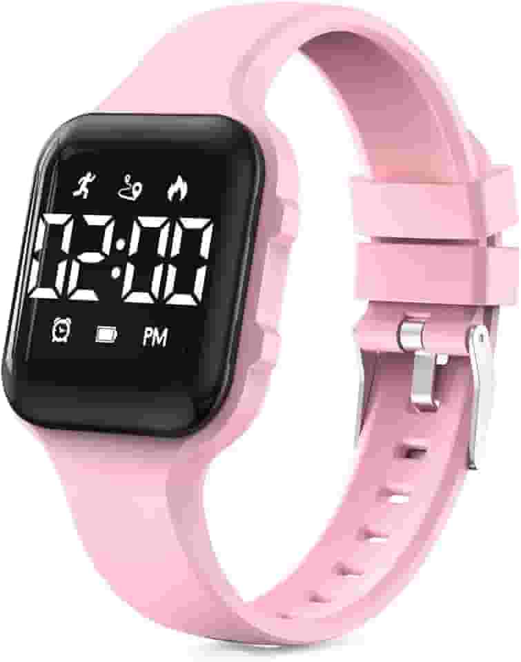 Relógio infantil simples rastreador de fitness, relógio esportivo digital com contador de passos, relógio de pulso à prova d'água, com pedômetro, despertador, calendário para crianças, meninos