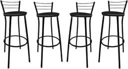 KIT Jogo 4 Banqueta Alta Preta Balcão Cozinha Sala Jardim