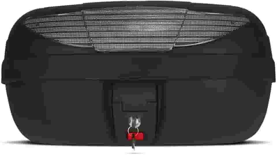 Baú Bauleto Moto 2 45 Litros Preto Com Lente Cristal Cabe 2 Capacetes