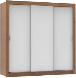 Guarda Roupa Casal Madesa Mônaco 3 Portas de Correr - Rustic/Branco