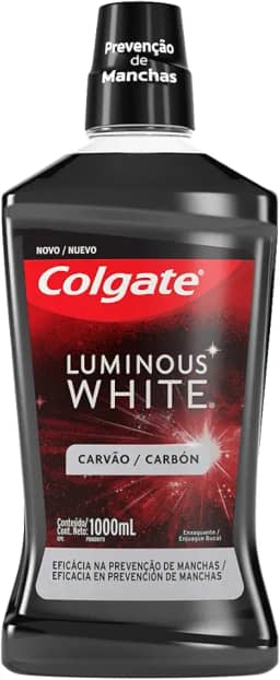 Colgate Enxaguante Bucal para Clareamento Luminous White Carvão 1000ml, Colgate