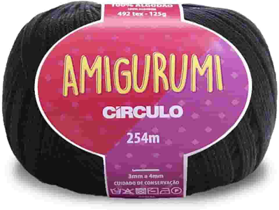 Fio Círculo Amigurumi 100% Algodão - 254m - 125g - Preto 8990