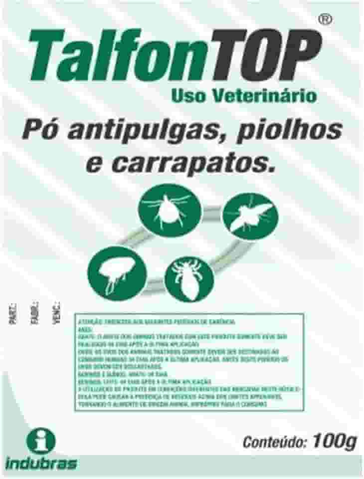 Pó Antipulgas, Piolhos e Carrapatos Indubras Talfon Top - 100g
