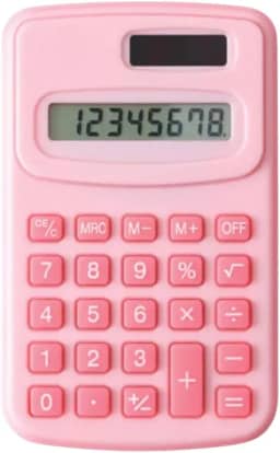 Calculadora Eletrônica de 8 Dígitos com Energia Solar e Bateria – Mini Calculadora Portátil para Escola, Escritório, Contabilidade, Estudos e Uso Diário – Teclas Suaves e Visor Grande (Rosa)