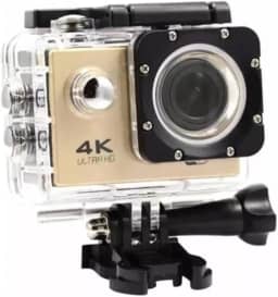 Câmera Esportiva Action Pro 4K Ultra HD Wifi, À Prova D'Água até 30 Metros, Tela LCD, 30FPS Bike Surf Ideal para Esportes Radicais (Dourado)