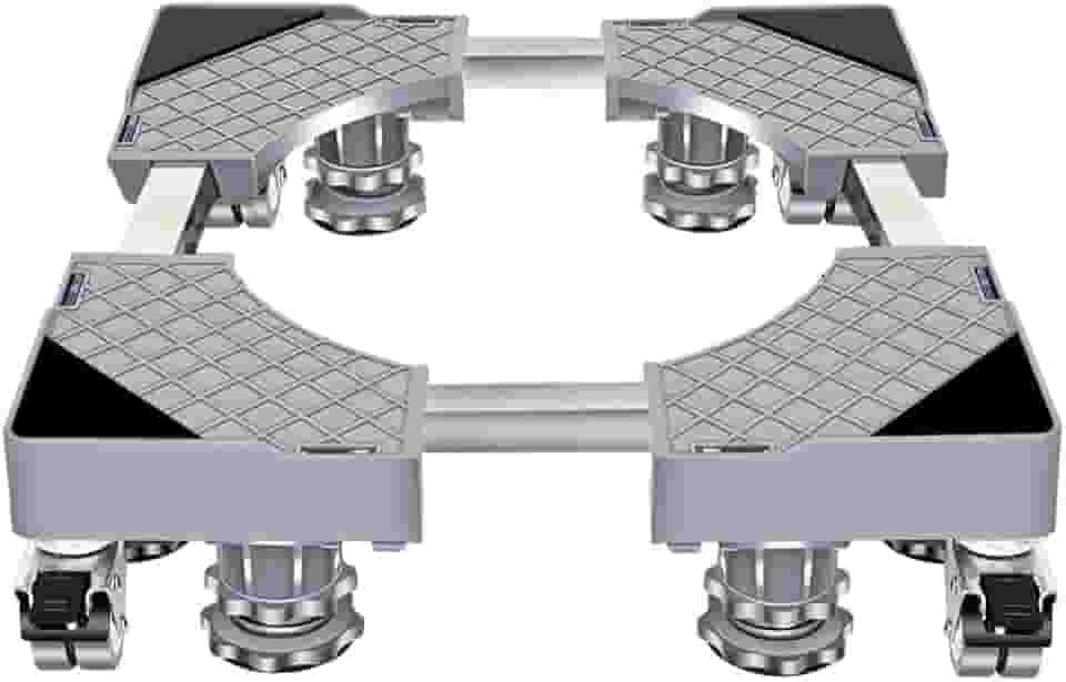 Suporte Para Geladeira Maquina De Lavar E Fogão Inox Com Rodinhas Base Carrinho Móvel Flexível (Básico(Sem centro suportes))