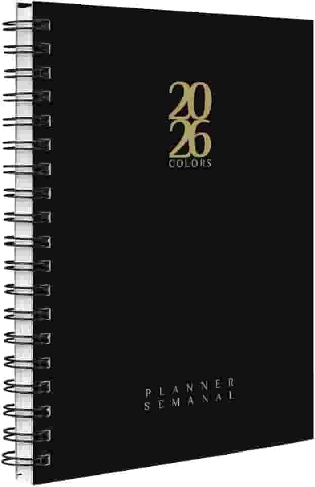 Agenda Planner Semanal 2026 Solid Colors Preto Ouro