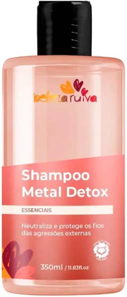 Beleza Ruiva – Shampoo Metal Detox Essenciais 350ml | Antimetais com Ácido Lático e Rosa Canina | Limpeza Suave, Proteção da Cor e Brilho Intenso