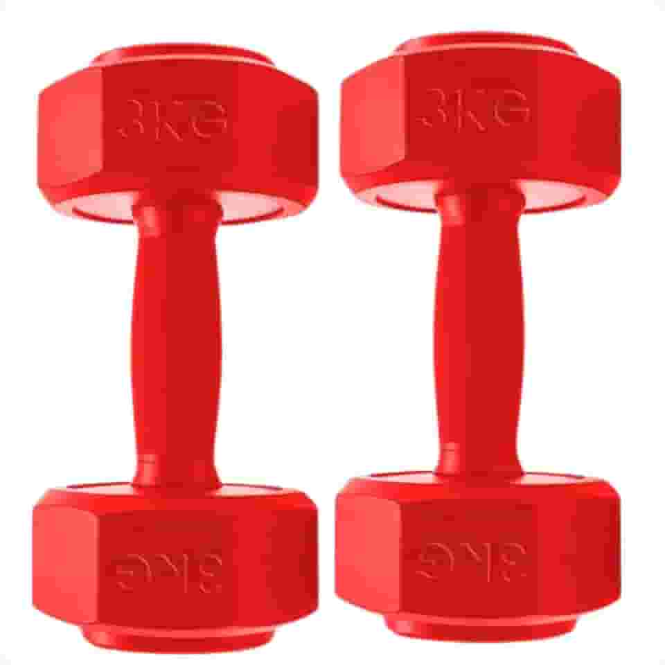 Par de Halteres Pesos 3kg Sextavado Vermelho Antiderrapante Revestido deal para Treino em Casa, Academia, Musculação, Mulheres, Iniciantes, Fisioterapia e Fortalecimento Muscular