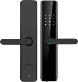 Fechadura Eletronica Digital 4 maneiras de desbloqueio Com Biometria Senha Tuya Wi-fi Cor Preta