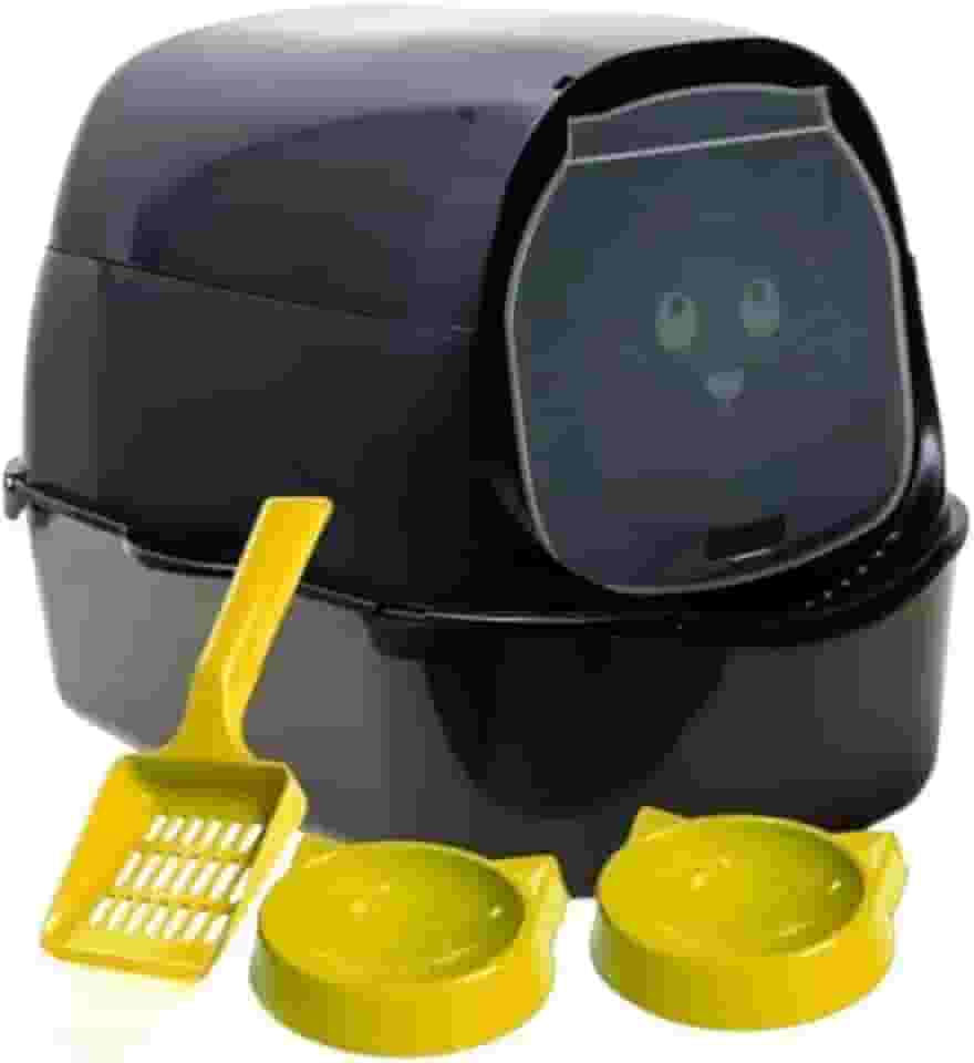 Caixa de Areia Fechada para Gato Banheiro Sanitário Oval Grande c/Pá Higiênica (JELBLACK)