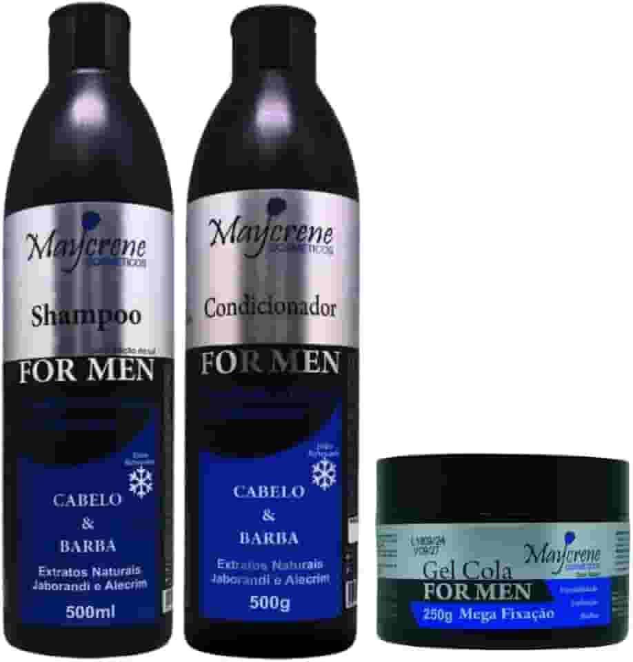 Kit For Men Shampoo, Condicionador 500ml + Gel 250g Maycrene