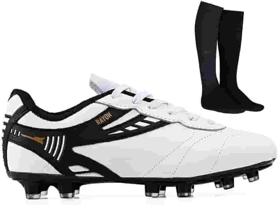 Chuteira Futebol Profissional Masculina de Couro Campo Grama Natural + Meião