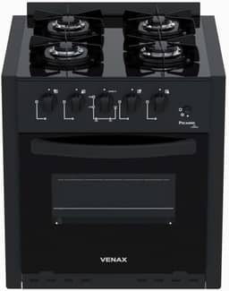 Fogao de Embutir 4 Bocas Venax Picasso Line Preto Fosco Gas Glp