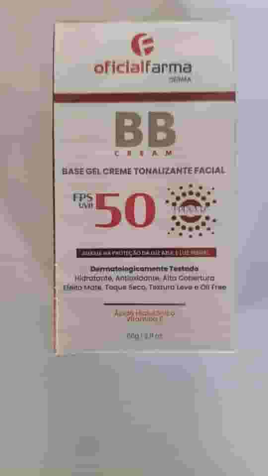OFICIALDERMA BB Cream com Proteção Solar FPS 50, Base Tonalizante Hidratante, Ácido Hialurônico, Toque Seco, Natural, 60g