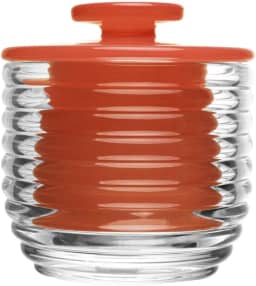 LYOR - Manteigueira Francesa de Vidro Colméia Vermelha 9,5cm x 9,5cm x 8cm