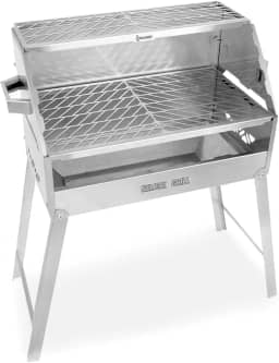 Churrasqueira Aço Inox A Carvão Duas Grelhas Nelore Grill 50x30 Chão Parede Portátil Desmontável Resistente Mec Grill