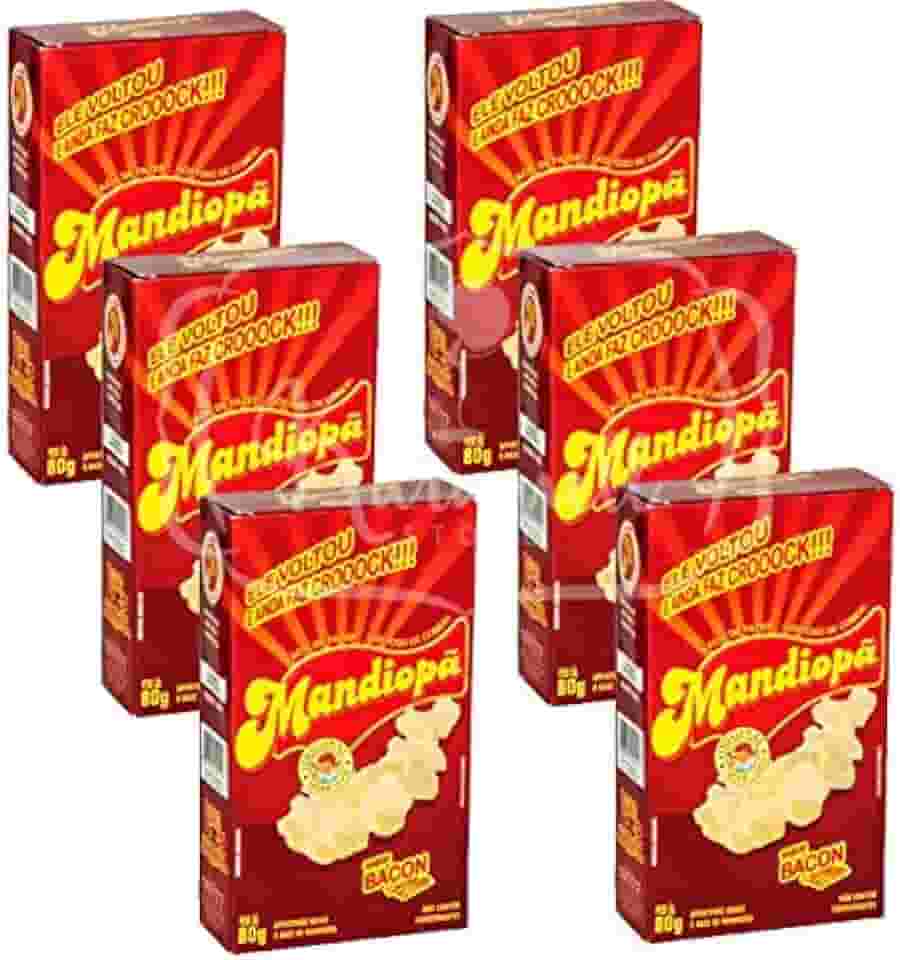 Salgadinho Mandiopã 6 Caixas 80g Sabor Bacon