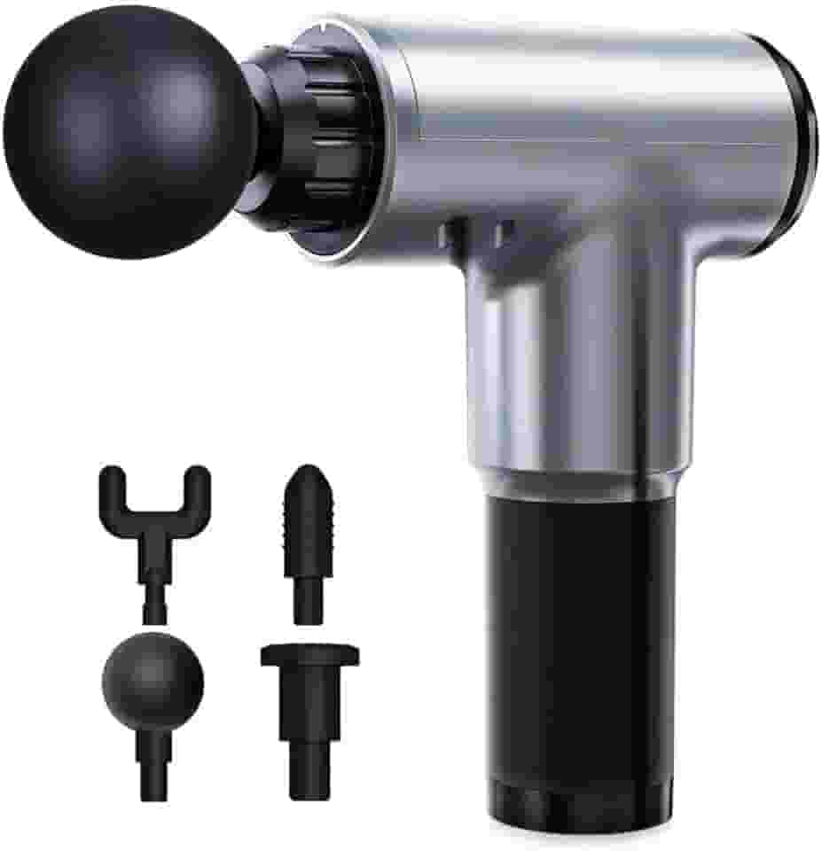 Pistola Massageadora Profissional - Alta Potência 800w, Liberação Miofacial, Fisioterapia, Alivio da Dor, 5 Ponteiras, Massageador Eletrico Profissional (Prata)