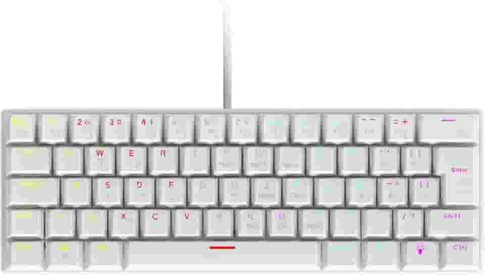 Teclado Mecânico Gamer Vinik Anihi White 60% Switch Red LED Rainbow