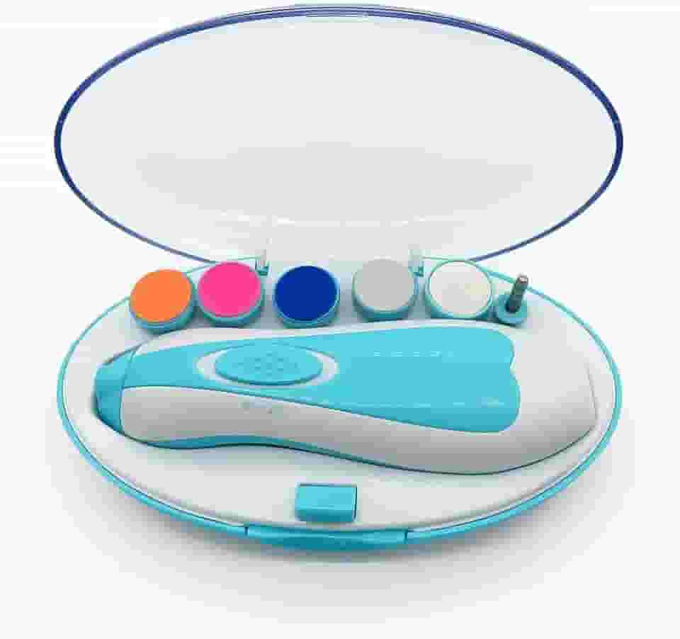 Cortador Aparador Lixa de Unha de Bebê Elétrico com lixas para diversas idades até adulto Seguro Prático Silencioso (Azul)