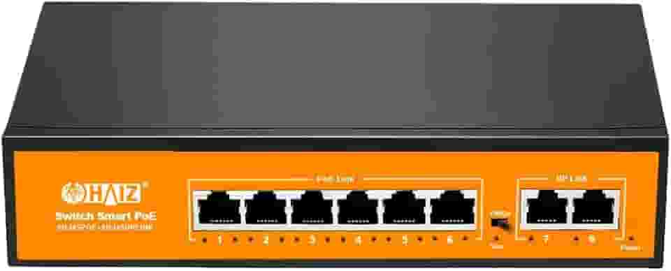 Switch de Rede Haiz 6 Portas PoE + 2 UpLink Gigabit 10/100/1000Mbps HZ-1008GBPOE