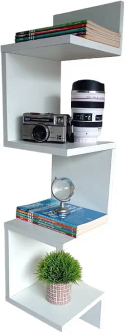 Prateleira De Canto Nicho Vertical MDF Branco Estante Livros