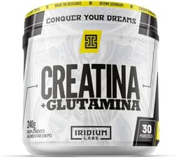 Iridum Labs Creatina + Glutamina - 240g - Sem Sabor - Força, Desempenho, Premium - 30 doses