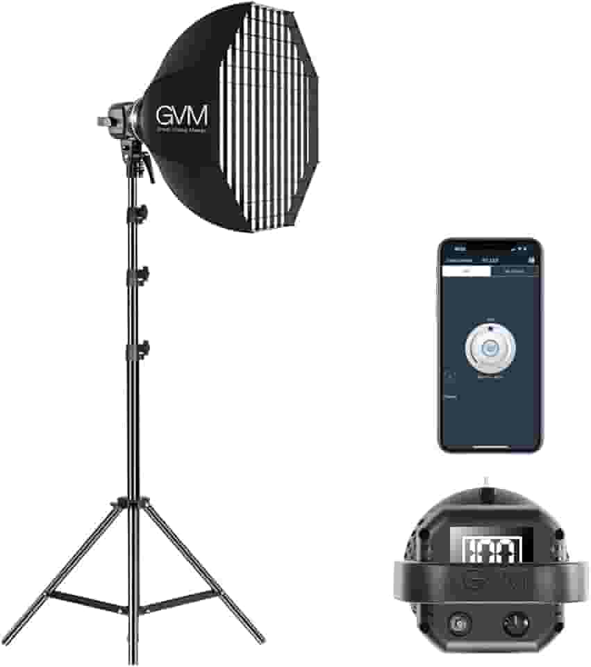 Kit de iluminação de estúdio fotográfico GVM 80W, luz de vídeo LED com suporte Bowen Softbox de 59,9 cm, suporte de tripé, luz do dia de saída contínua 5600 K luzes para fotografia