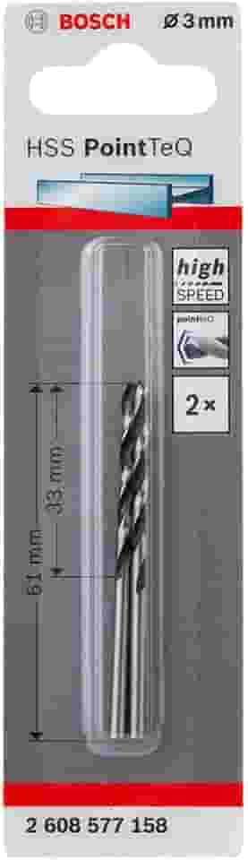 Bosch Broca para Metal Aço Rápido HSS-PointTeQ 3,0mm 2 peças