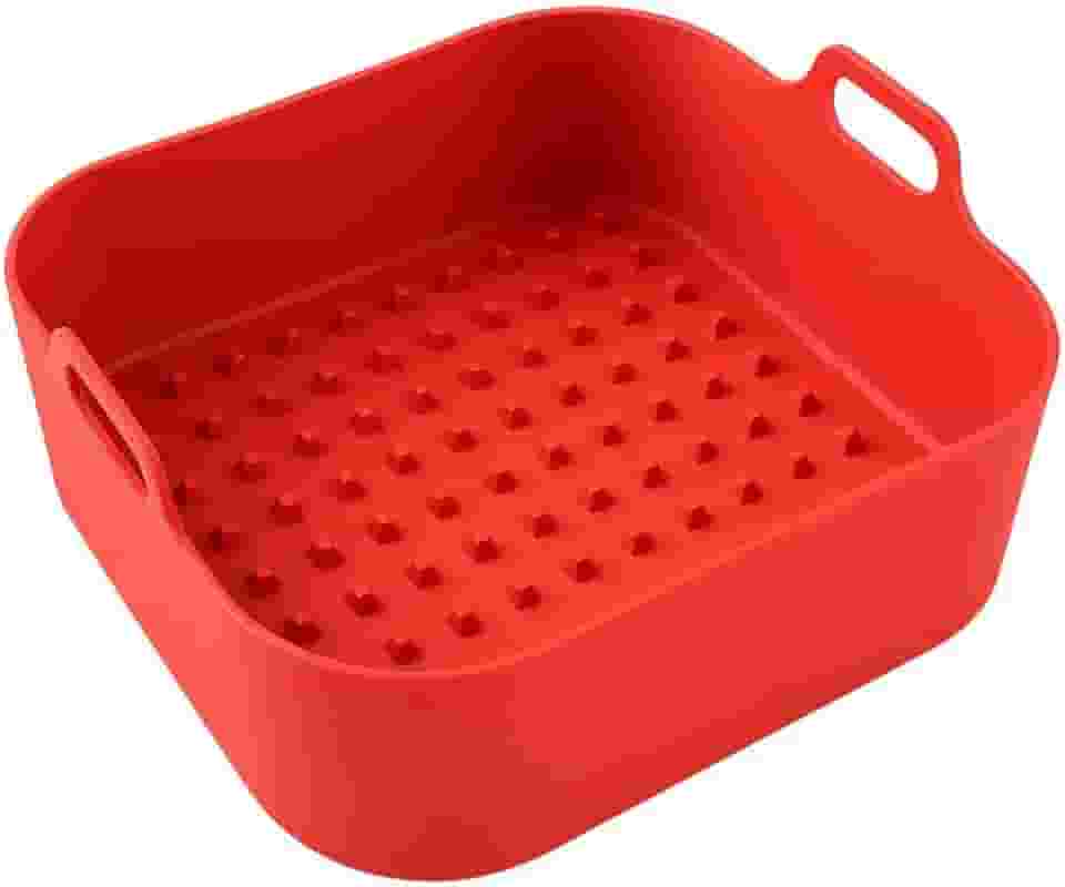 Forma de Silicone Quadrada 21x21cm para Air Fryer – Antiaderente, Resistente ao Calor e Fácil de Limpar, Ideal para Assar sem Sujeira