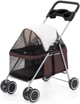 JAMBO PET Carrinho de passeio para Pet, Basic, Feito em Poliéster, Para Animal de estimação, cachorro, cão, gato pequeno porte, Montagem simples, Suporta até 15 Kg, Cor Vinho