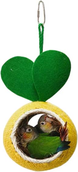 Casinha de pássaros, ninho de coco, gaiola de pássaros de coco natural, ninho de pássaro para papagaio, hamster, esquilo, rato, periquitos, tentilhões