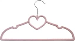 Clingo Cabide Infantil de Veludo, Pack com 5 Unidades, Antideslizante, Ultrafino e Resistente, Coração Cor Rosa