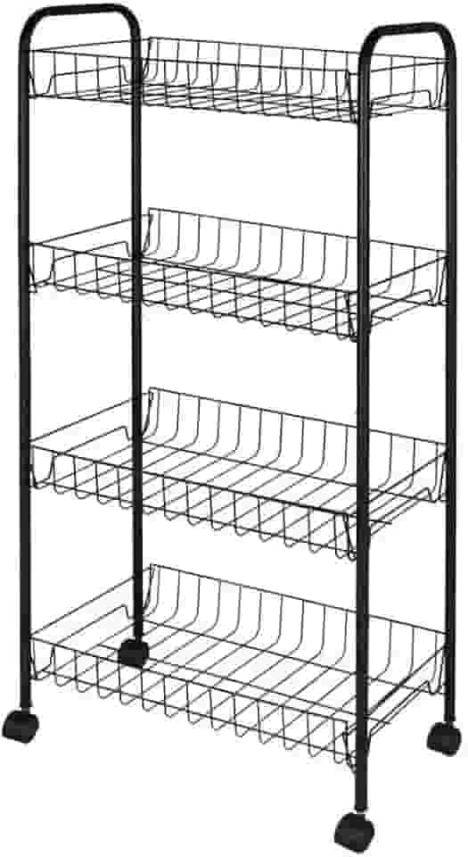 Mor - Fruteira com Rodas 4 Andares Preta