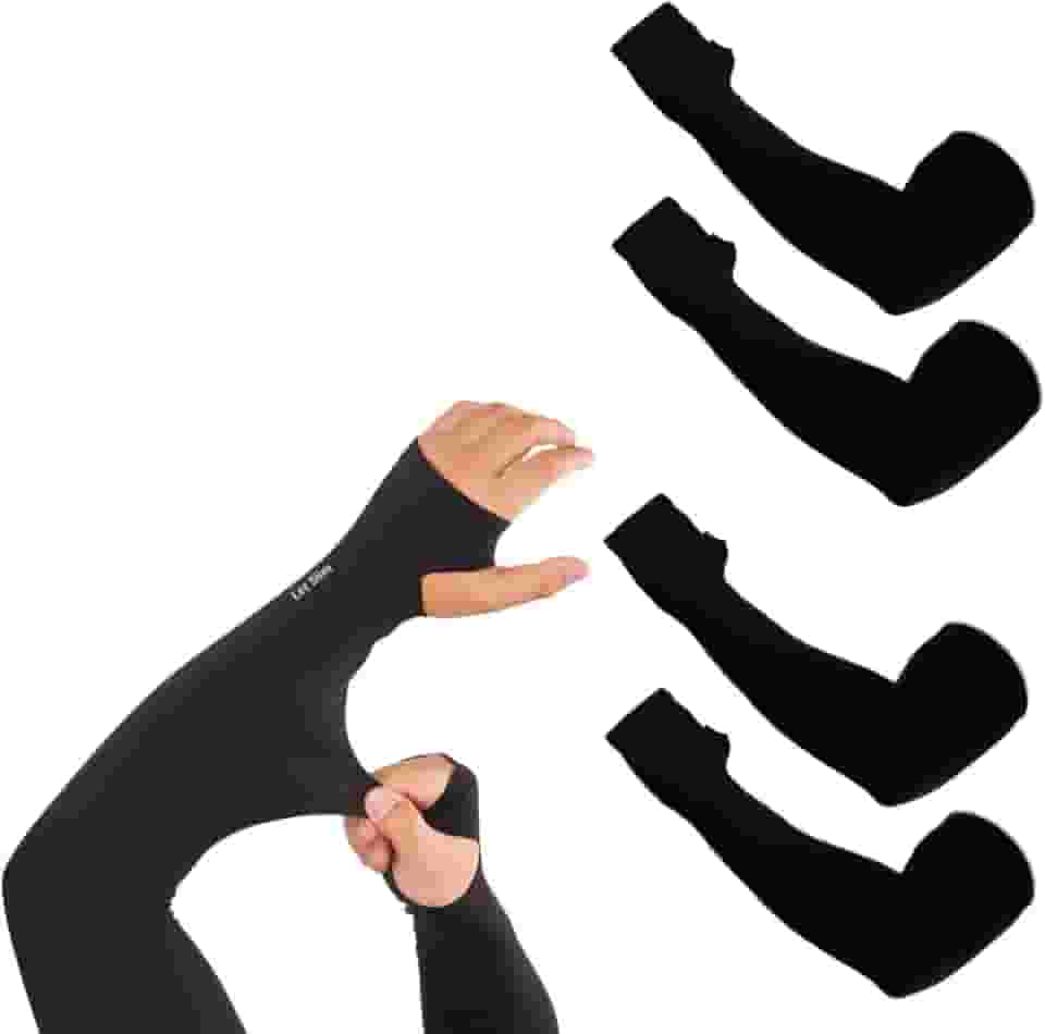 Kit 2 Pares Manguito Proteção Solar Braços Ciclismo Volei Corrida Dirigir Moto