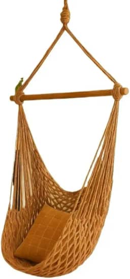 Cadeira Balanço Suspensa Algodão Reforçado Suporta 120Kg Para Casas De Praia E Chalés Balanço Suspenso Ocupa Pouco Espaço E Combinam Com Ambiente(Tons De Terra (TC))