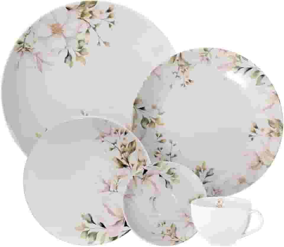 Aparelho de Jantar Tramontina Magnólia em Porcelana Decorada 30 Peças
