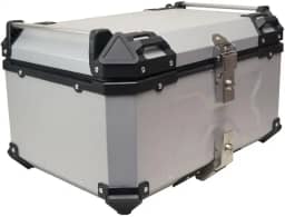 Bau De Moto Traseiro 60l Universal Aluminio 2 Capacetes Prata