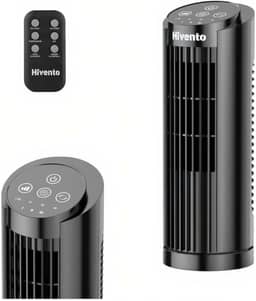 Hivento Ventilador Torre, 3 Velocidades, Oscilação Automática 70°, Controle Remoto e Toque, Temporizador 7,5h, Ventilador de Mesa/Domést
