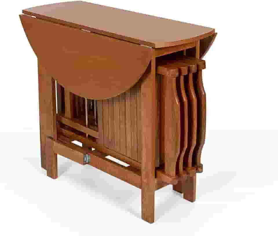 Conjunto Prático Dobrável Mesa 4 Cadeiras Redondo Mel Bar