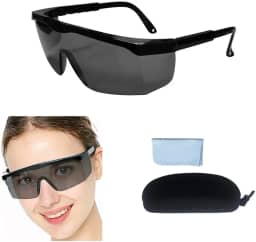 Óculos de proteção contra luz UV, UVC 400 óculos de proteção com bloqueio de luz azul, Ansi Z87 com hastes ajustáveis, óculos de sol sombreados à prova de estilhaçamento, resistentes a arranhões, cor