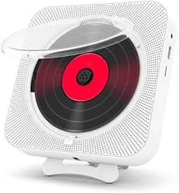 Toca CD Portatil,110-200V CD Player Portatil,Radio CD Player,Com controle remoto,Alto-Falantes Duplos Integrados,Display LED,Reprodução Bluetooth,Rádio FM,Temporizador,Compatível com Fones de Ouvido